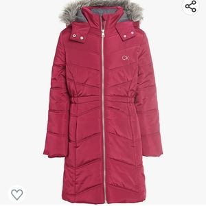 Calvin klein jeans girls 3t pink Puffer Jacket coat hood pink toddler